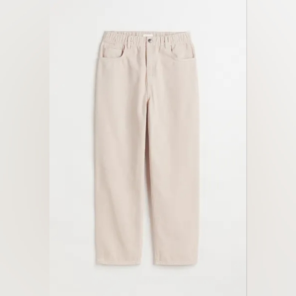 H&M High Waist Twill Pants Beige Sz 6 - Picture 3 of 4